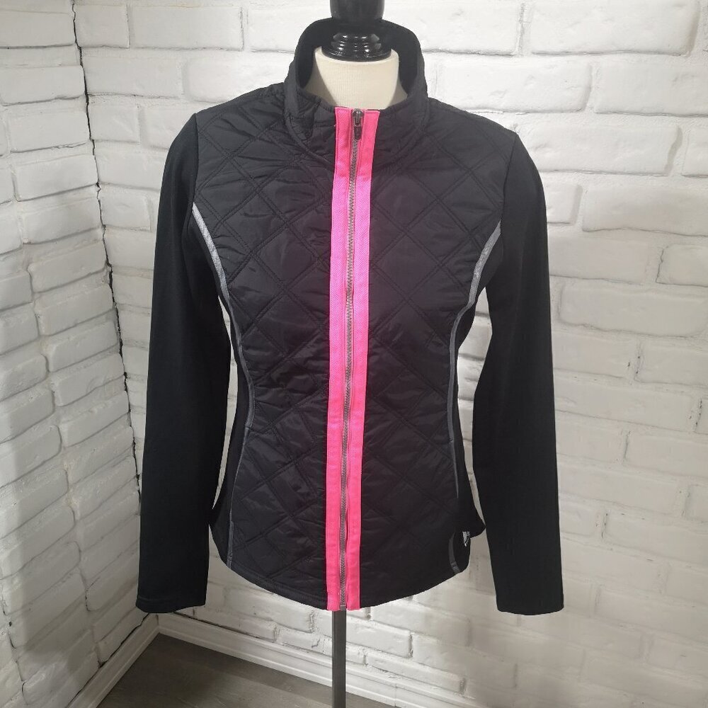 Reebok Youth's Girls Size Large Black with Pink Accents Full Zip Athletic Jacket